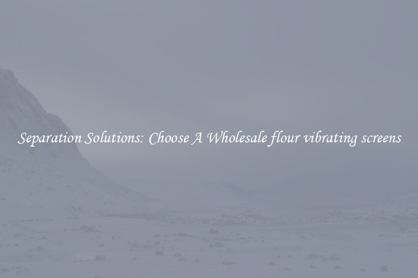 Separation Solutions: Choose A Wholesale flour vibrating screens