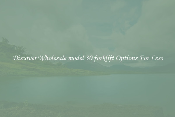 Discover Wholesale model 30 forklift Options For Less
