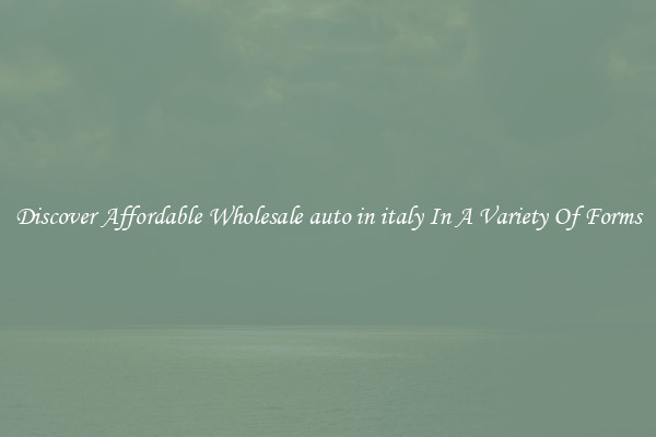 Discover Affordable Wholesale auto in italy In A Variety Of Forms